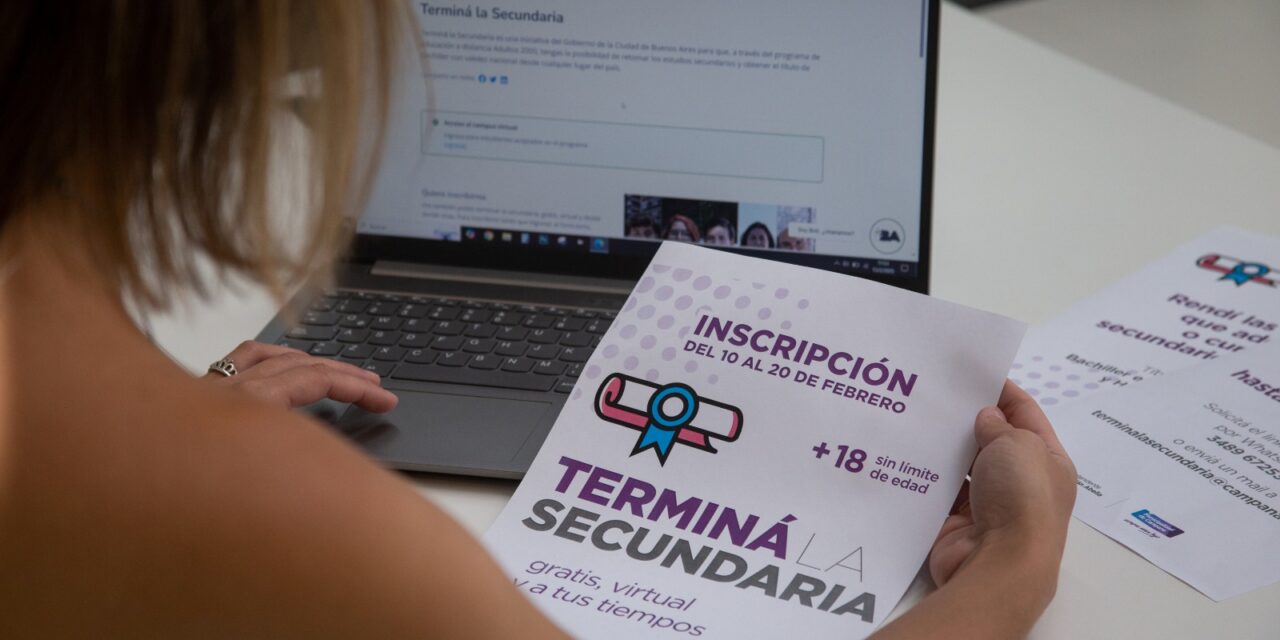 Hasta el 20 está abierta la inscripción al programa “Terminá la Secundaria”