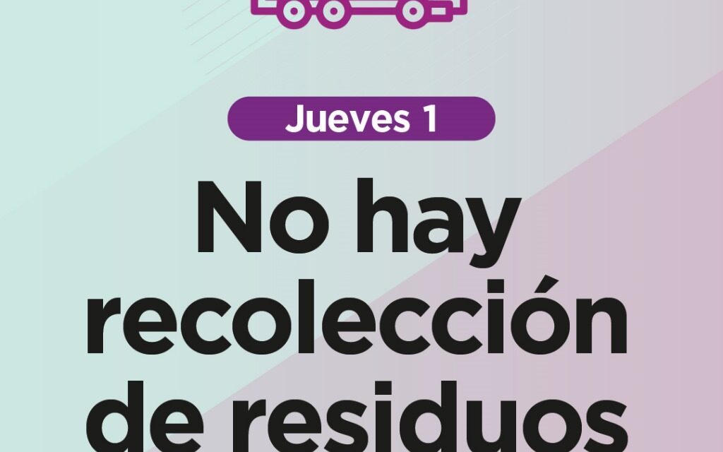 Este jueves no habrá recolección domiciliaria de residuos