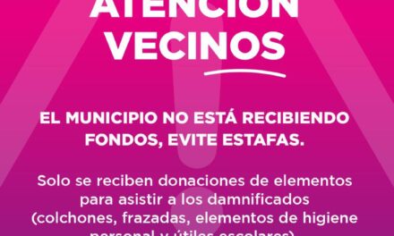El Municipio informa que no solicita donaciones en efectivo