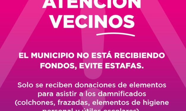 El Municipio informa que no solicita donaciones en efectivo