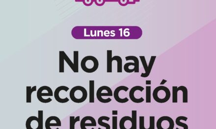 El lunes no habrá recolección domiciliaria de residuos