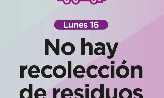 El lunes no habrá recolección domiciliaria de residuos