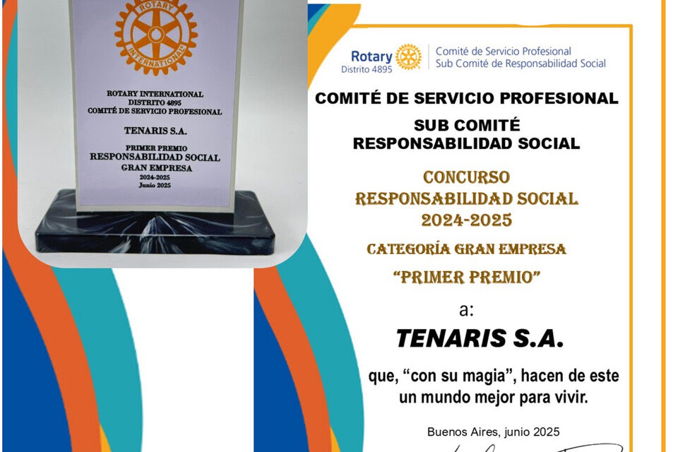 ROTARY CLUB CAMPANA : ENTREGA DE IMPORTANTE RECONOCIMIENTO A TENARIS