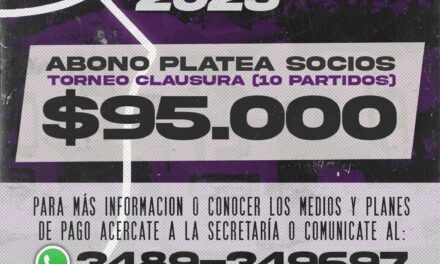 Están a la venta el abono a Plateas en Villa Dálmine